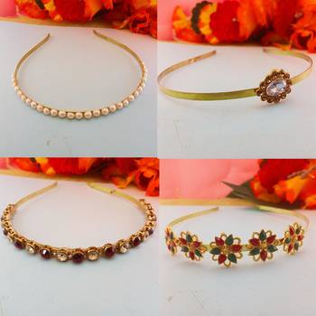 Free size material brass stone stud  hair band combo 1