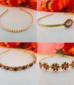 Free size material brass stone stud  hair band combo