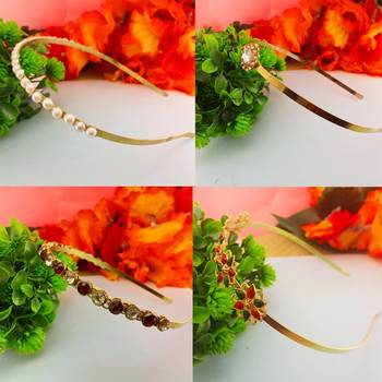 Free size material brass stone stud  hair band combo 2