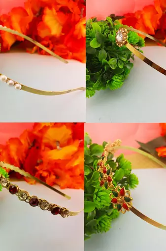Free size material brass stone stud  hair band combo