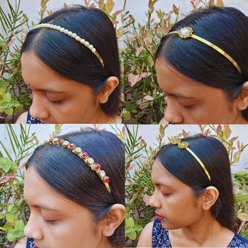 Free size material brass stone stud  hair band combo 3