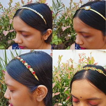 Free size material brass stone stud  hair band combo 4