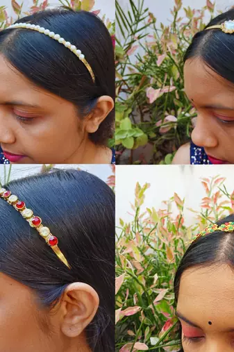 Free size material brass stone stud  hair band combo