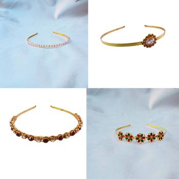 Free size material brass stone stud  hair band combo 5