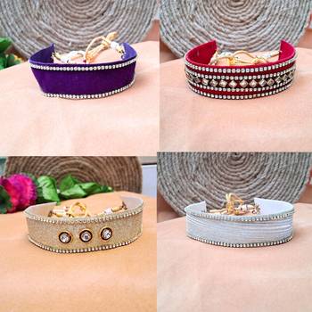 Size adjusttable material velvet color multicolor  stone stud  kanthi combo 1
