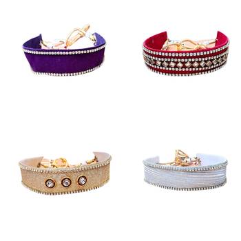 Size adjusttable material velvet color multicolor  stone stud  kanthi combo 2
