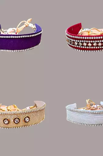 Size adjusttable material velvet color multicolor  stone stud  kanthi combo