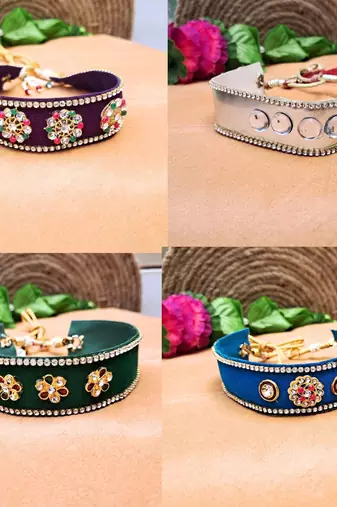 Size adjusttable material velvet color multicolor  stone stud  kanthi combo
