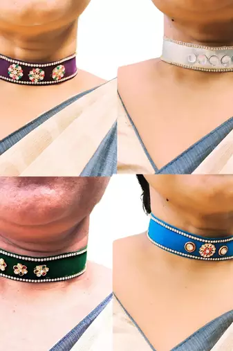 Size adjusttable material velvet color multicolor  stone stud  kanthi combo