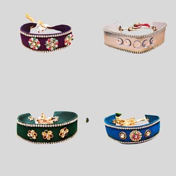 Size adjusttable material velvet color multicolor  stone stud  kanthi combo 4