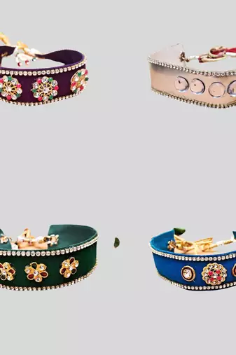 Size adjusttable material velvet color multicolor  stone stud  kanthi combo