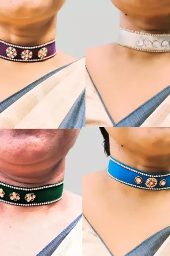 Size adjusttable material velvet color multicolor  stone stud  kanthi combo