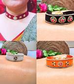 Size adjusttable material velvet color multicolor  stone stud  kanthi combo