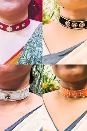 Size adjusttable material velvet color multicolor  stone stud  kanthi combo