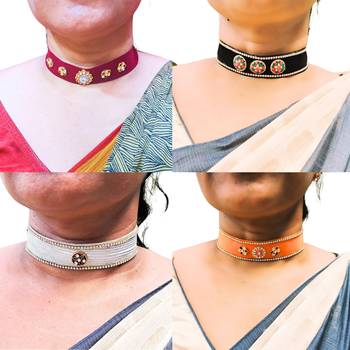 Size adjusttable material velvet color multicolor  stone stud  kanthi combo 3
