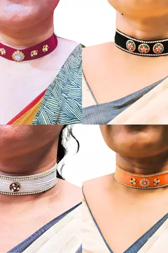 Size adjusttable material velvet color multicolor  stone stud  kanthi combo