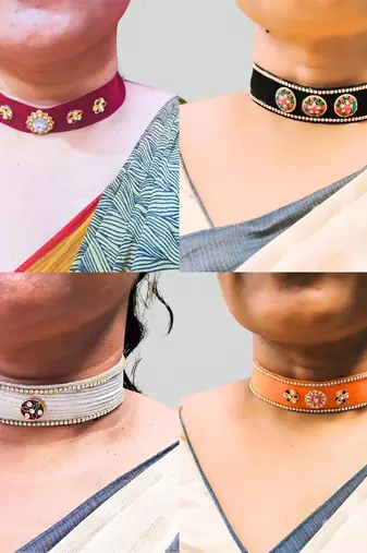 Size adjusttable material velvet color multicolor  stone stud  kanthi combo