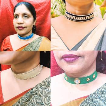 Size adjusttable material velvet color multicolor  stone stud  kanthi combo 2