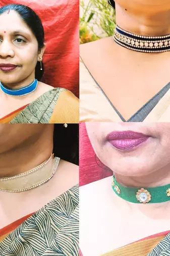 Size adjusttable material velvet color multicolor  stone stud  kanthi combo