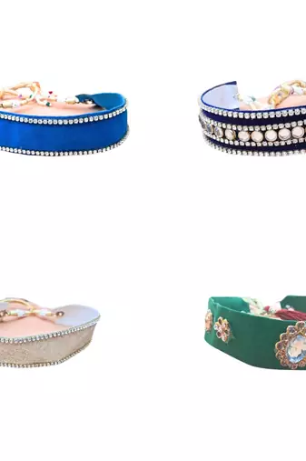 Size adjusttable material velvet color multicolor  stone stud  kanthi combo