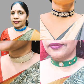 Size adjusttable material velvet color multicolor  stone stud  kanthi combo 4