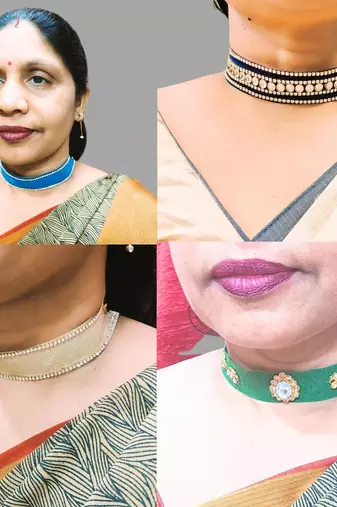 Size adjusttable material velvet color multicolor  stone stud  kanthi combo