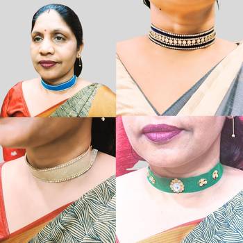 Size adjusttable material velvet color multicolor  stone stud  kanthi combo 5