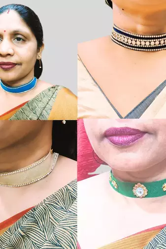Size adjusttable material velvet color multicolor  stone stud  kanthi combo