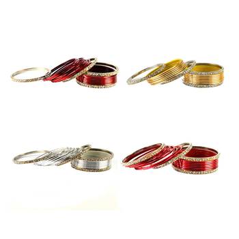Brass multicolor  stone stud bangle combo 1