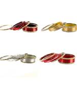 Brass multicolor  stone stud bangle combo