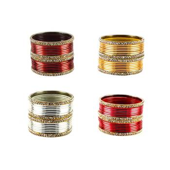 Brass multicolor  stone stud bangle combo 2