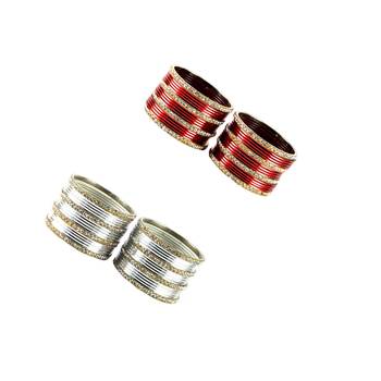 Brass multicolor  stone stud bangle combo 1