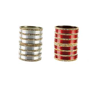 Brass multicolor  stone stud bangle combo 2