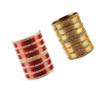 Brass multicolor  stone stud bangle combo 2