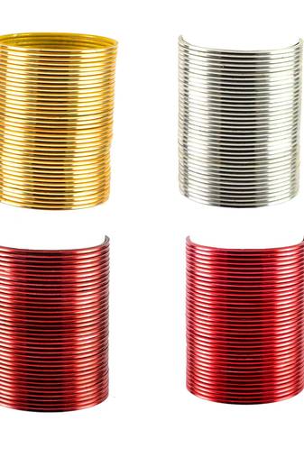 Brass multicolor  plain bangle combo
