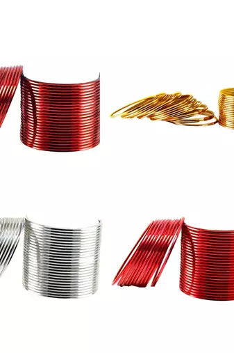 Brass multicolor  plain bangle combo