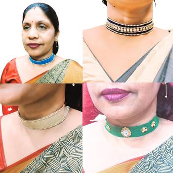 Size adjusttable material velvet color multicolor  stone stud  kanthi combo 6