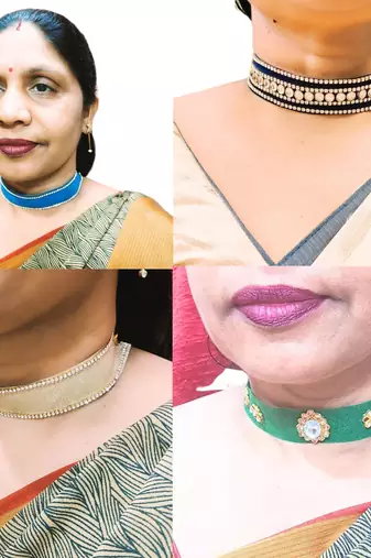 Size adjusttable material velvet color multicolor  stone stud  kanthi combo