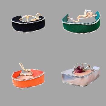 Size adjusttable material velvet color multicolor  stone stud  kanthi combo 6