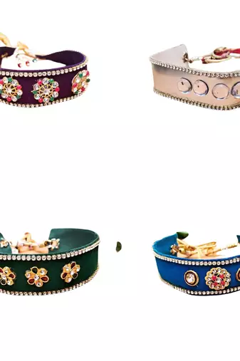 Size adjusttable material velvet color multicolor  stone stud  kanthi combo
