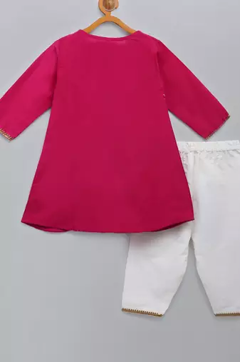Brother sister embroidered pink kurta pyjama set