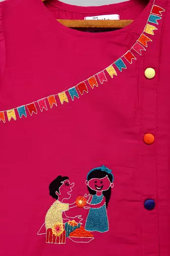 Brother sister embroidered pink kurta pyjama set