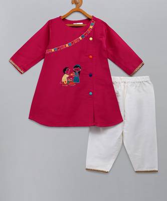 Brother sister embroidered pink kurta pyjama set 5