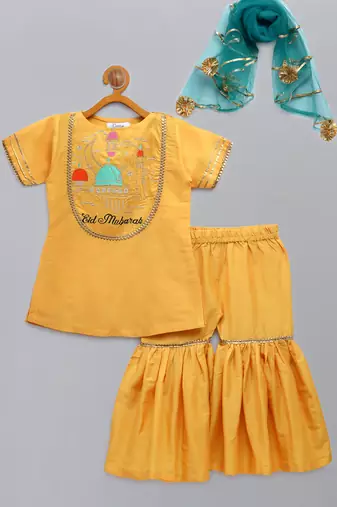 Eid mubarak kurta with sharara set