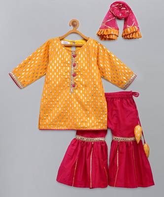 Yellow and pink festive kurta sharara set 2