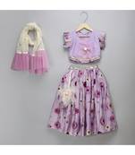 Light purple 3d flowers lehnga set