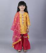Yellow and pink festive kurta sharara set