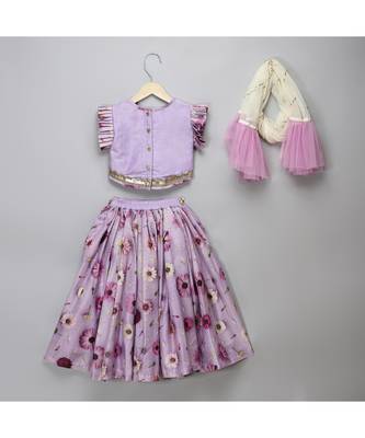 Light purple 3d flowers lehnga set 3