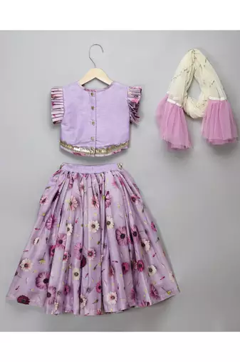 Light purple 3d flowers lehnga set