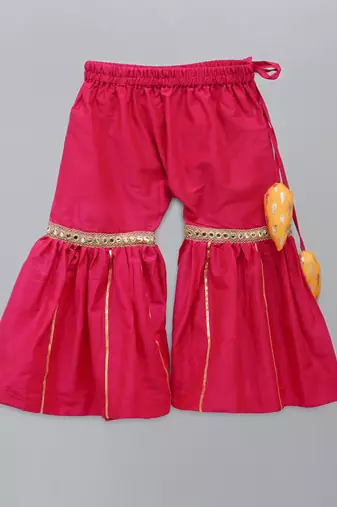 Yellow and pink festive kurta sharara set